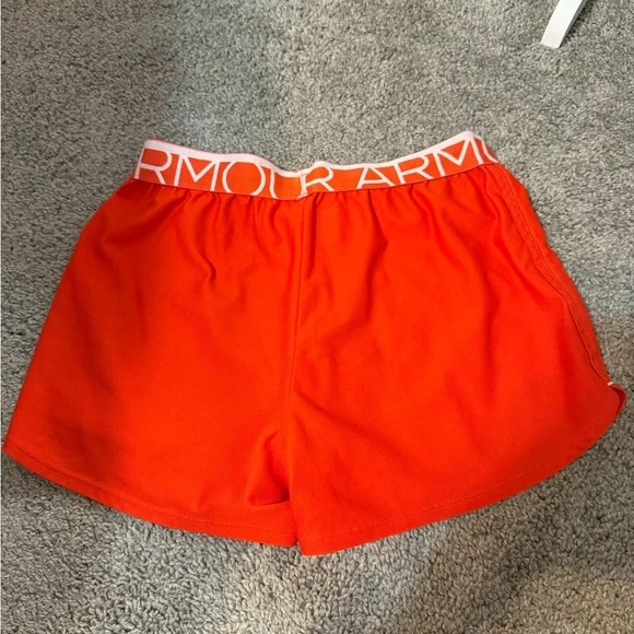 Under Armour Women's Bright Orange Athletic Shorts - Picture 4 of 4